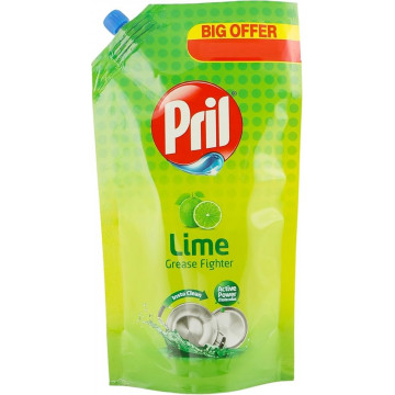 PRIL LIME GREASE FIGHTER LIQUID POUCH 120ML FREE BAR WORTH 10RS